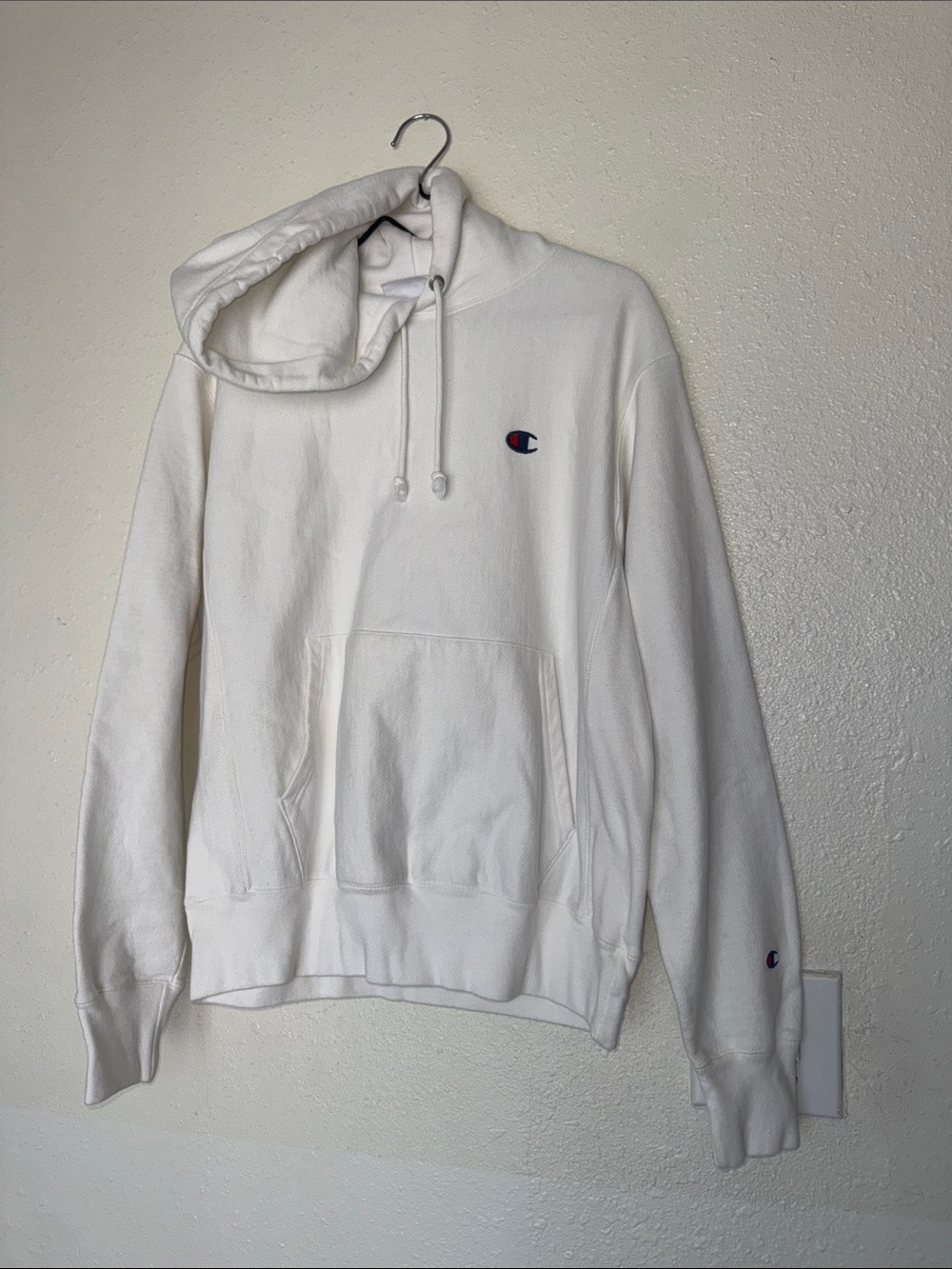 Champion Men’s White Crewneck Hoodie Sweatshirt